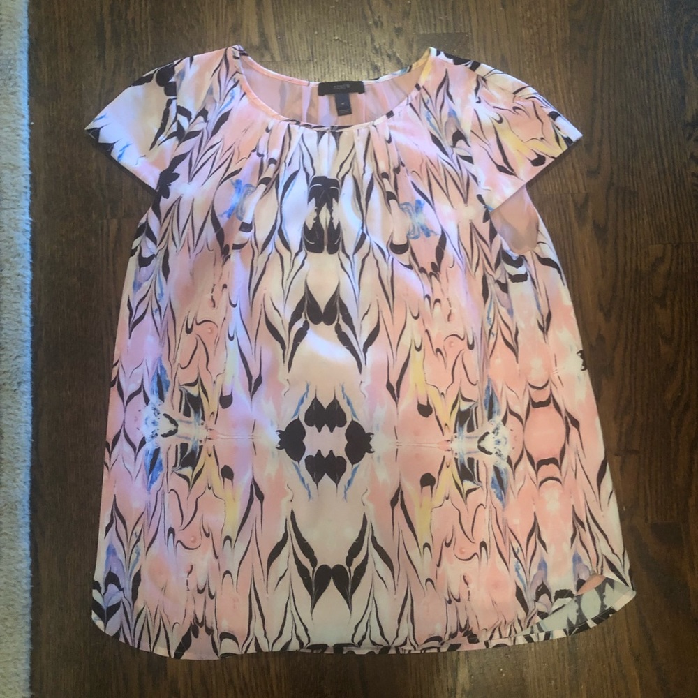 J Crew cap sleeve pink blouse